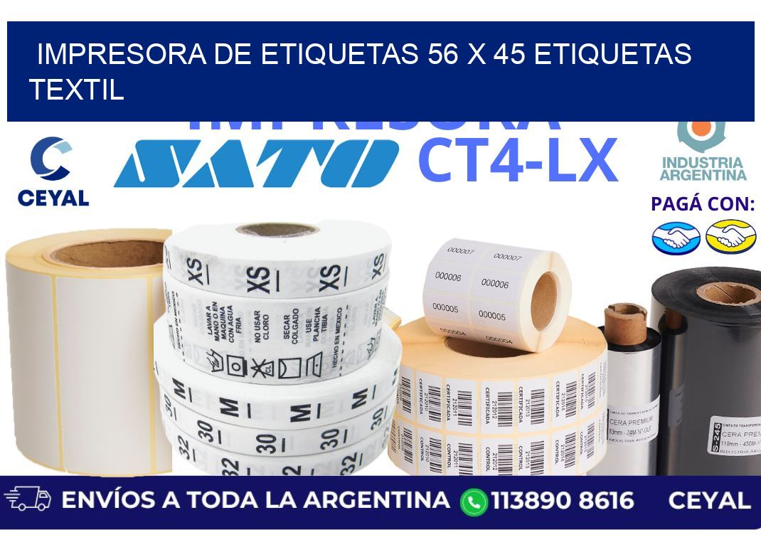 impresora de etiquetas 56 x 45 etiquetas textil