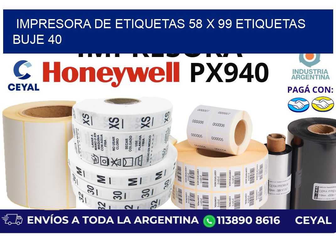 impresora de etiquetas 58 x 99 etiquetas buje 40