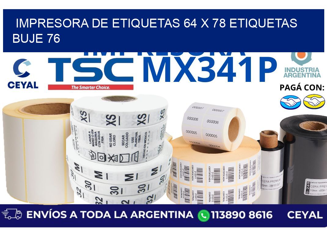 impresora de etiquetas 64 x 78 etiquetas buje 76