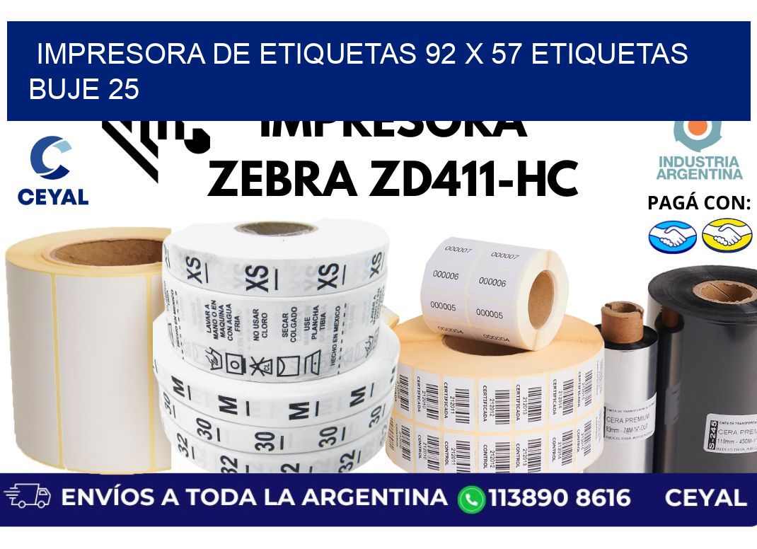 impresora de etiquetas 92 x 57 etiquetas buje 25