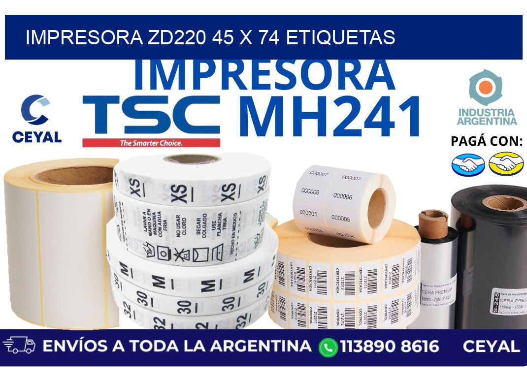 impresora zd220 45 x 74 etiquetas