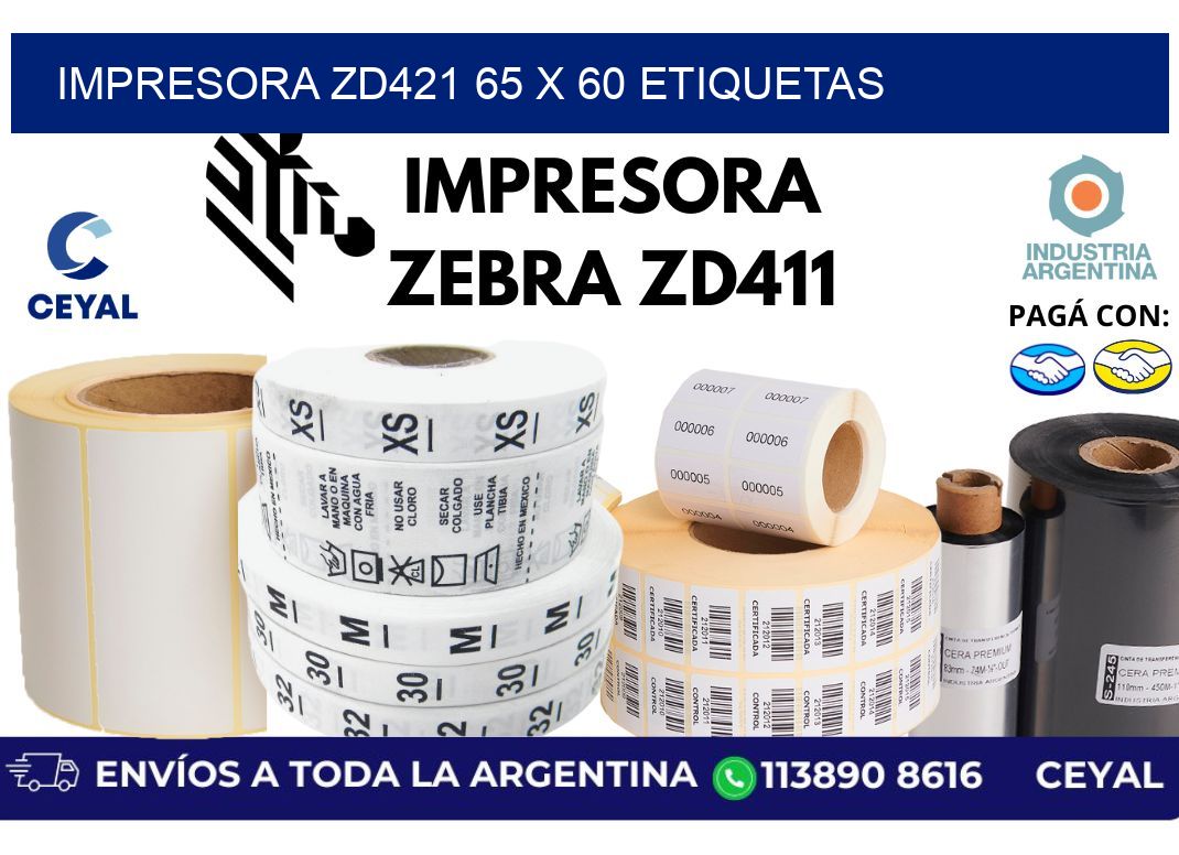 impresora zd421 65 x 60 etiquetas