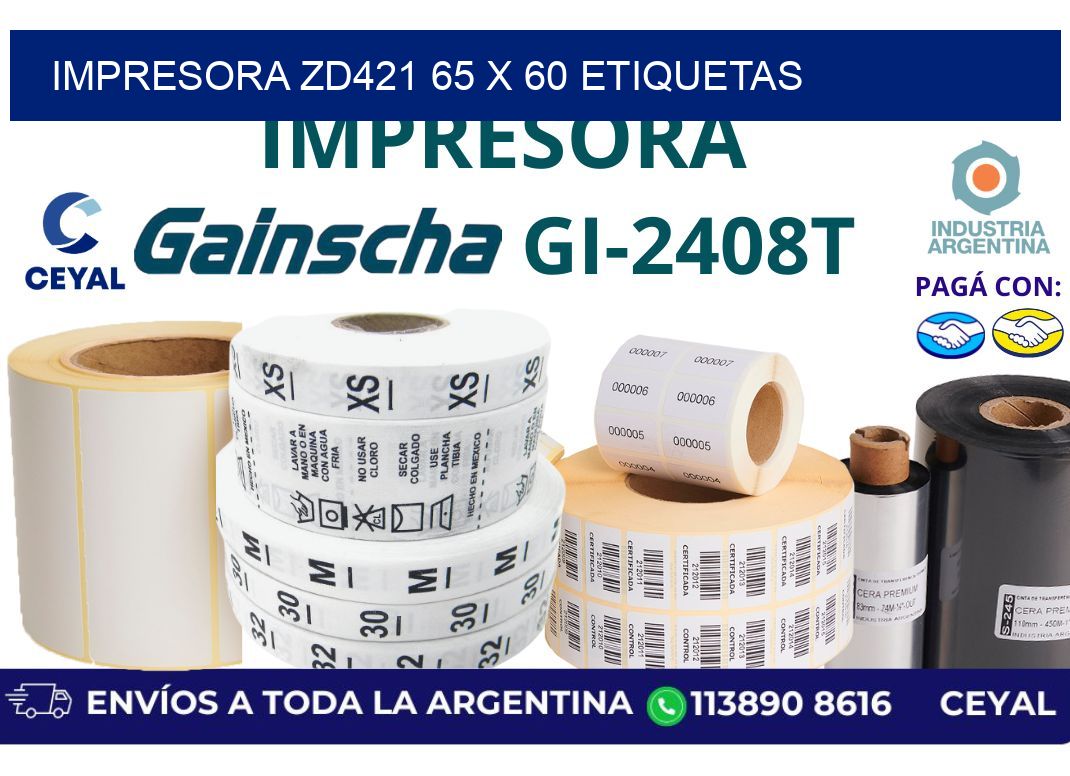 impresora zd421 65 x 60 etiquetas