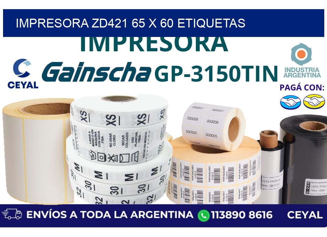 impresora zd421 65 x 60 etiquetas