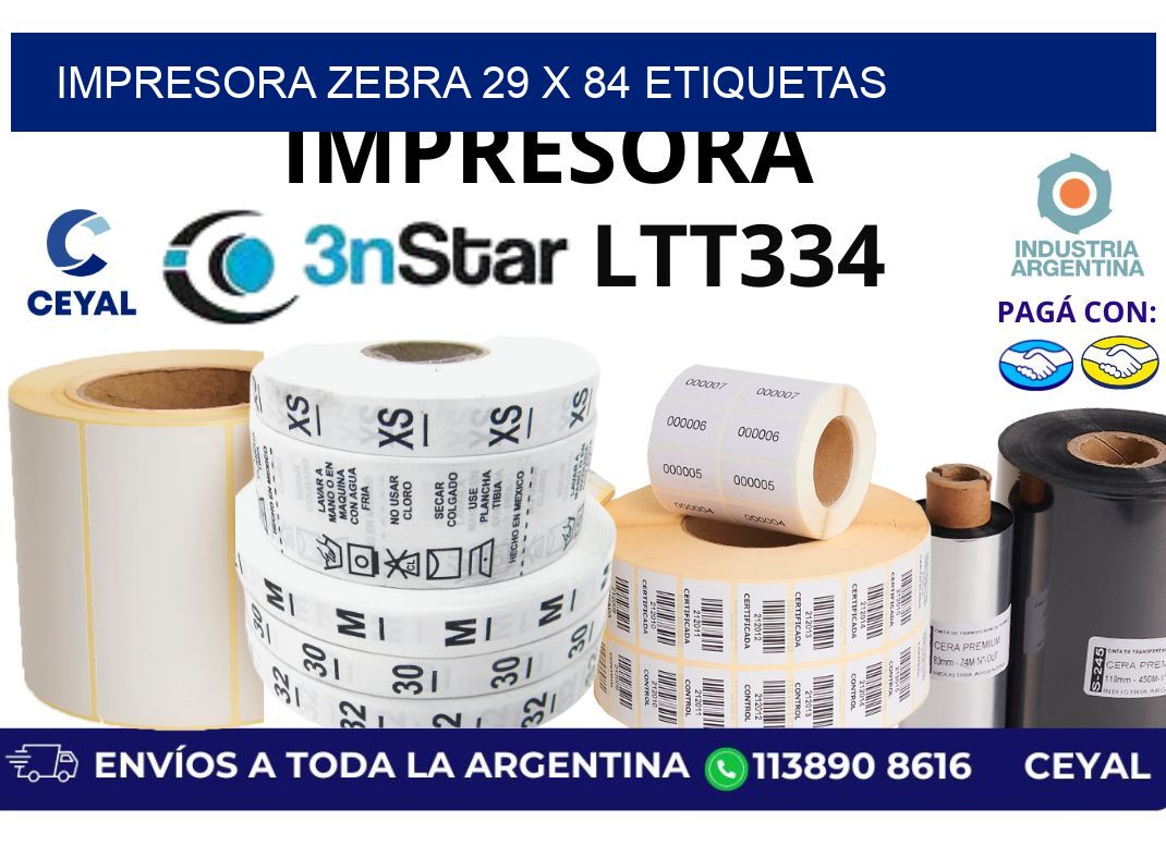 impresora zebra 29 x 84 etiquetas