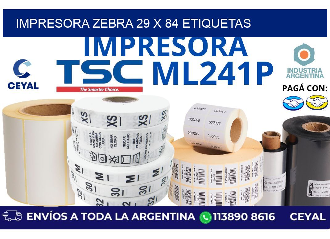 impresora zebra 29 x 84 etiquetas