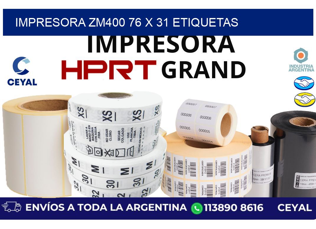 impresora zm400 76 x 31 etiquetas