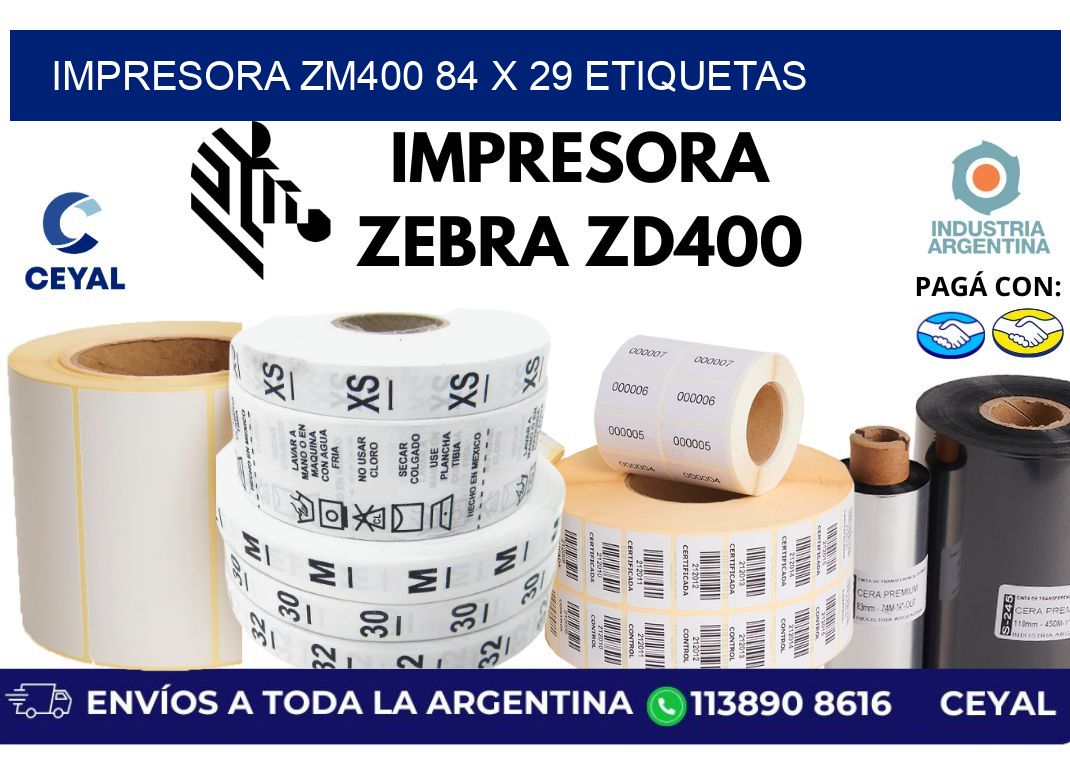 impresora zm400 84 x 29 etiquetas