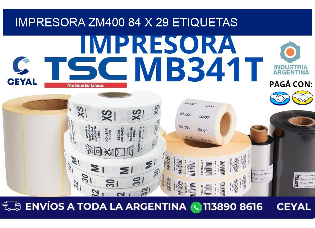 impresora zm400 84 x 29 etiquetas