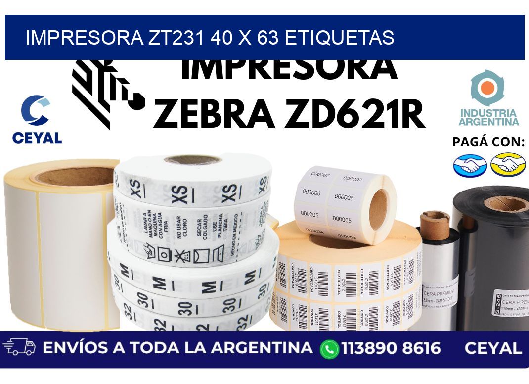 impresora zt231 40 x 63 etiquetas