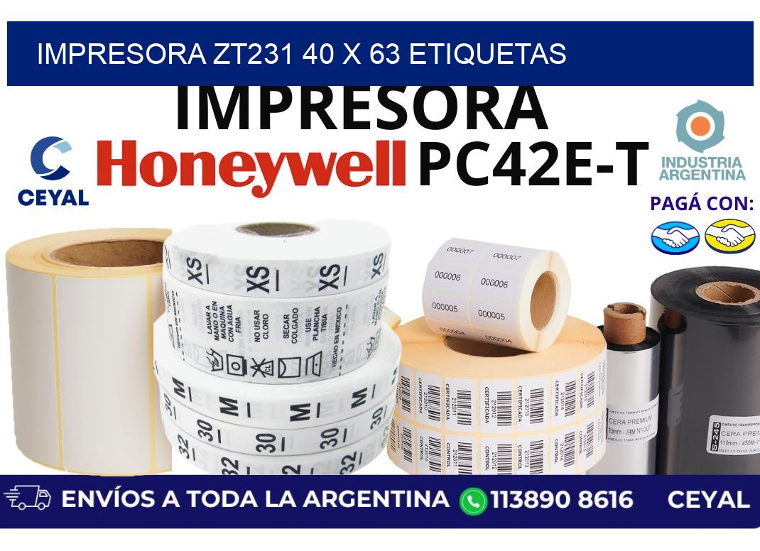 impresora zt231 40 x 63 etiquetas