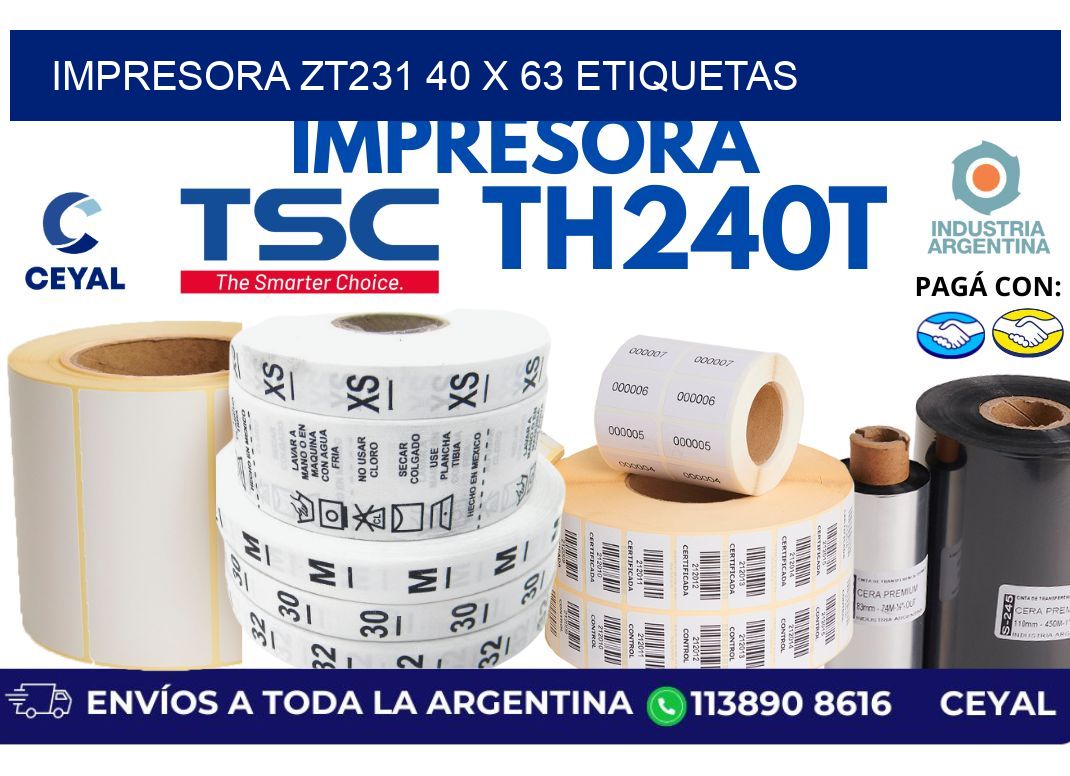 impresora zt231 40 x 63 etiquetas
