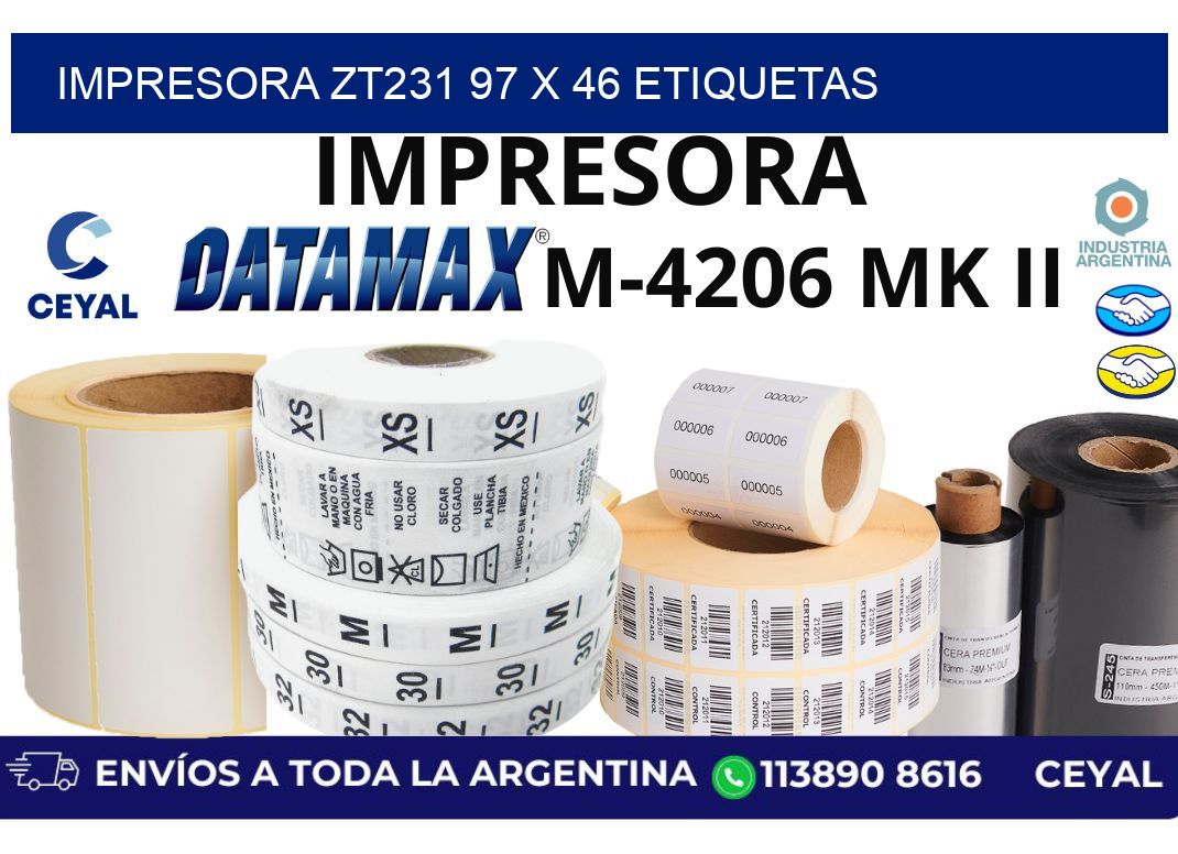 impresora zt231 97 x 46 etiquetas