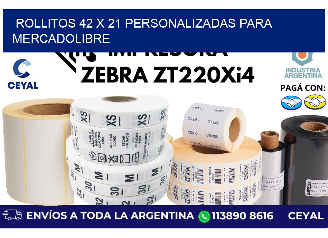 rollitos 42 x 21 personalizadas para mercadolibre