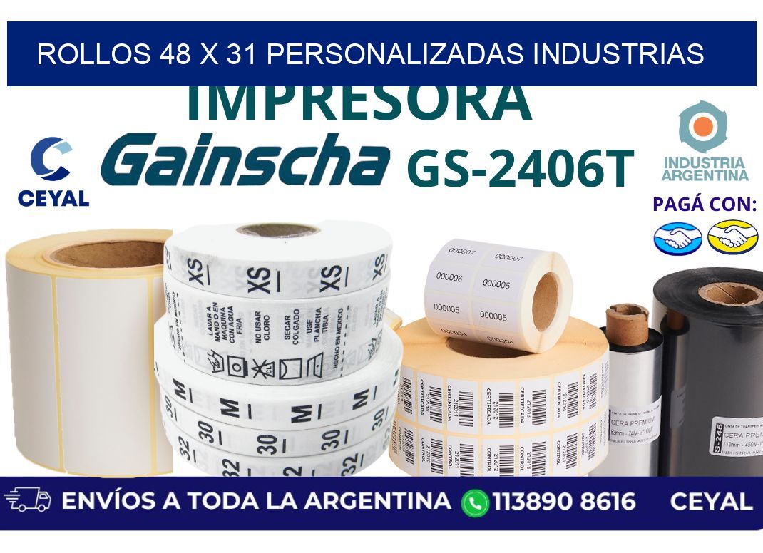 rollos 48 x 31 personalizadas industrias