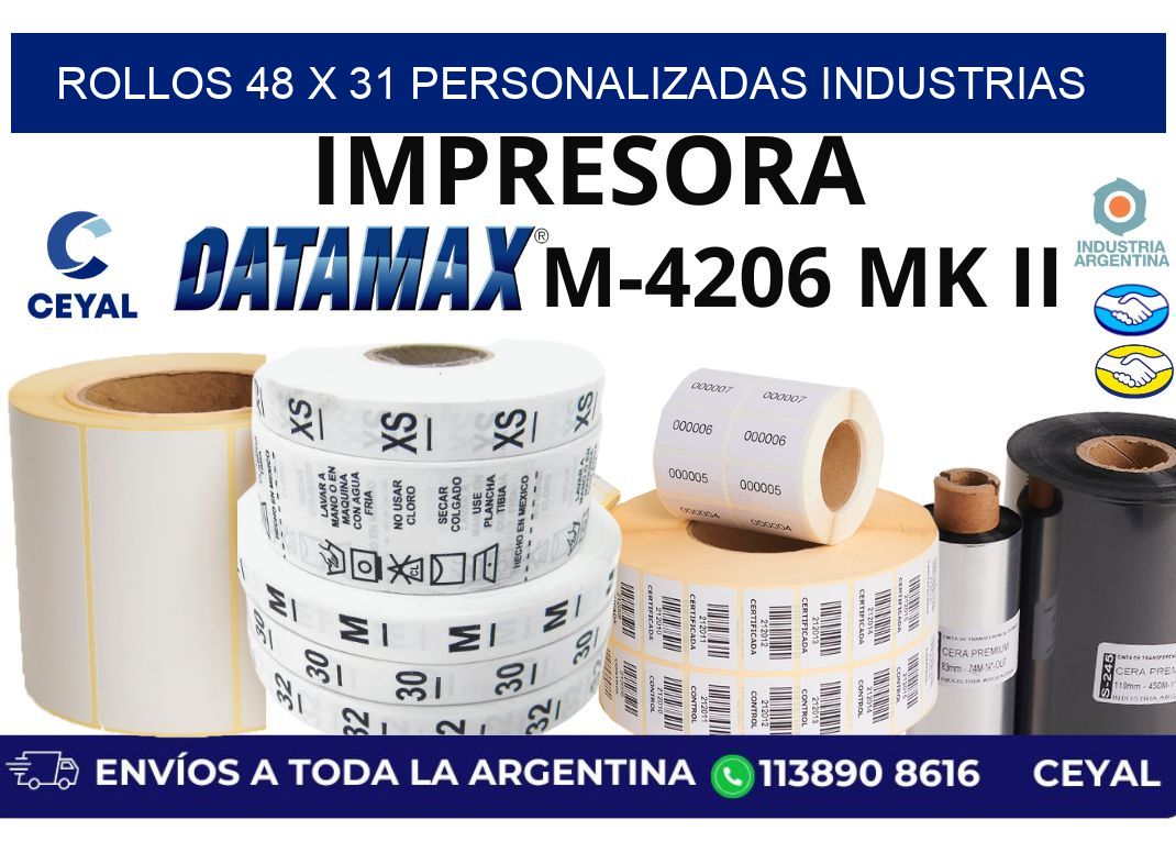 rollos 48 x 31 personalizadas industrias