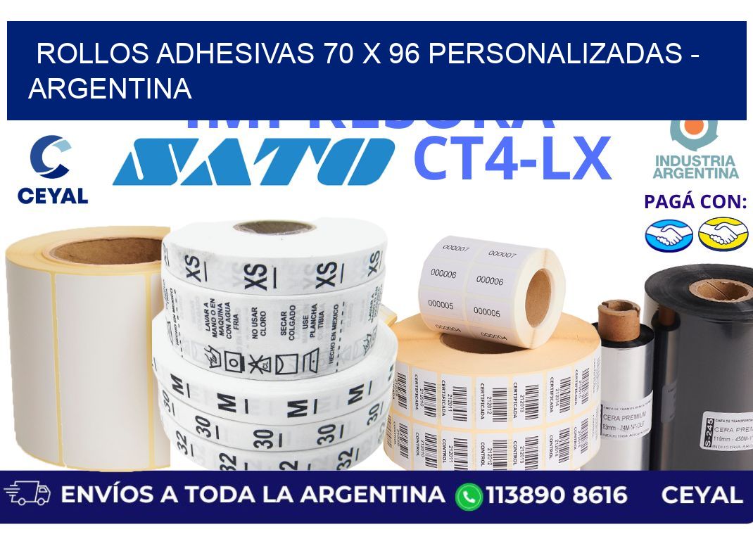 rollos adhesivas 70 x 96 personalizadas - Argentina