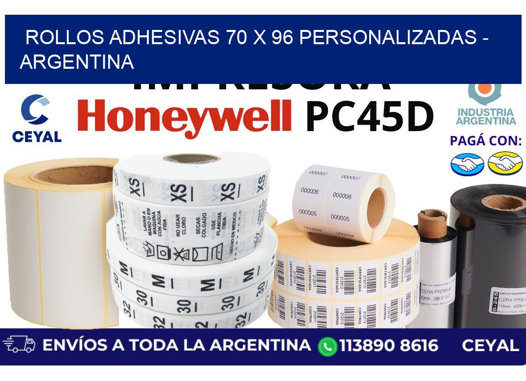 rollos adhesivas 70 x 96 personalizadas - Argentina