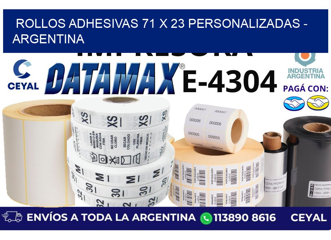 rollos adhesivas 71 x 23 personalizadas - Argentina