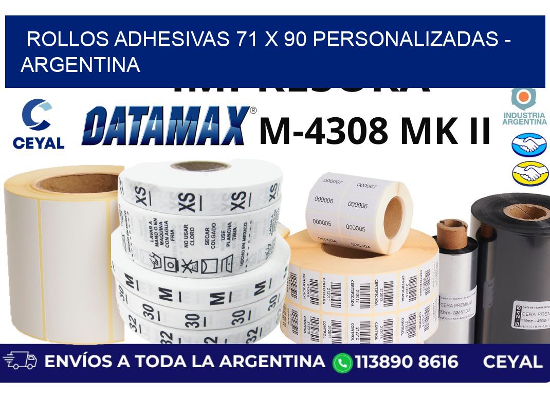 rollos adhesivas 71 x 90 personalizadas - Argentina
