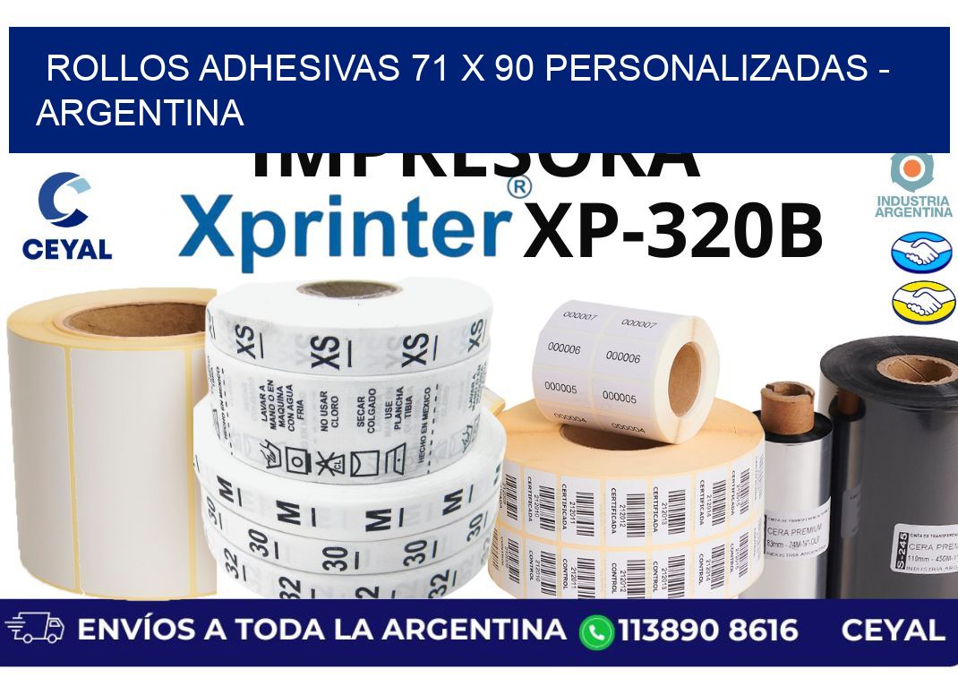 rollos adhesivas 71 x 90 personalizadas - Argentina