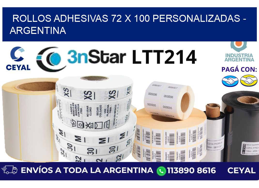 rollos adhesivas 72 x 100 personalizadas – Argentina