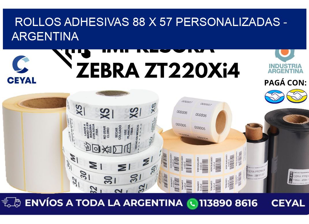 rollos adhesivas 88 x 57 personalizadas – Argentina
