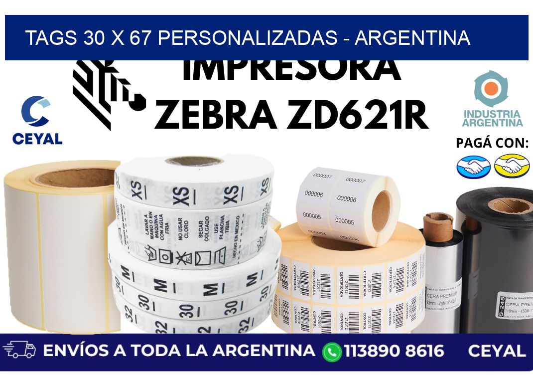 tags 30 x 67 personalizadas - Argentina