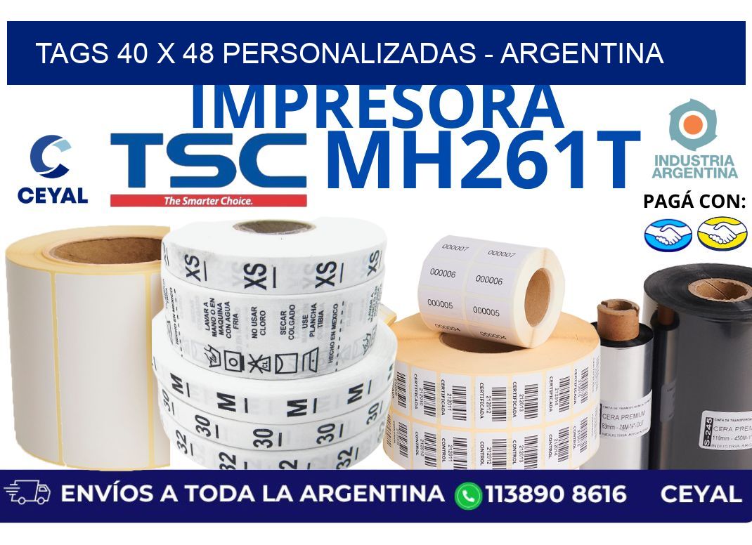 tags 40 x 48 personalizadas - Argentina