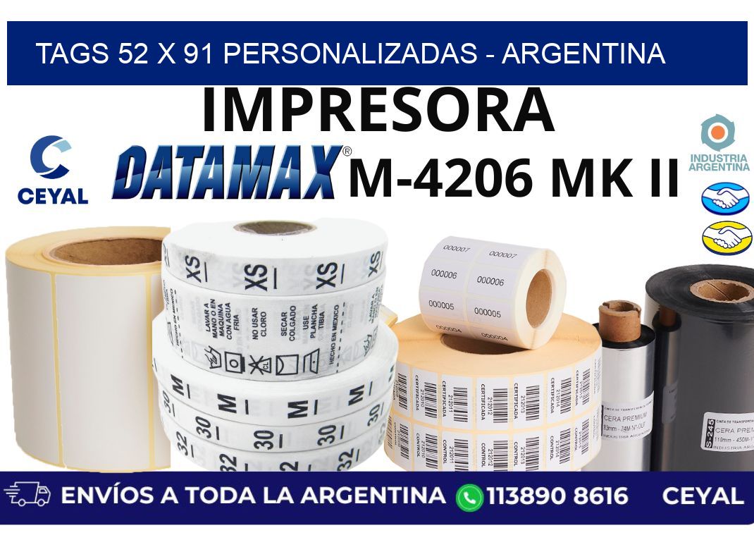 tags 52 x 91 personalizadas - Argentina