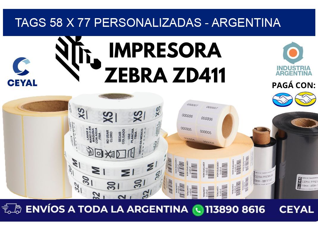 tags 58 x 77 personalizadas - Argentina