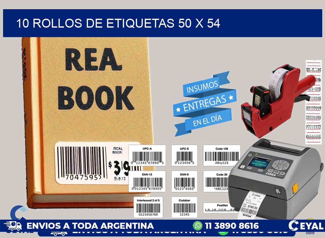 10 ROLLOS DE ETIQUETAS 50 x 54