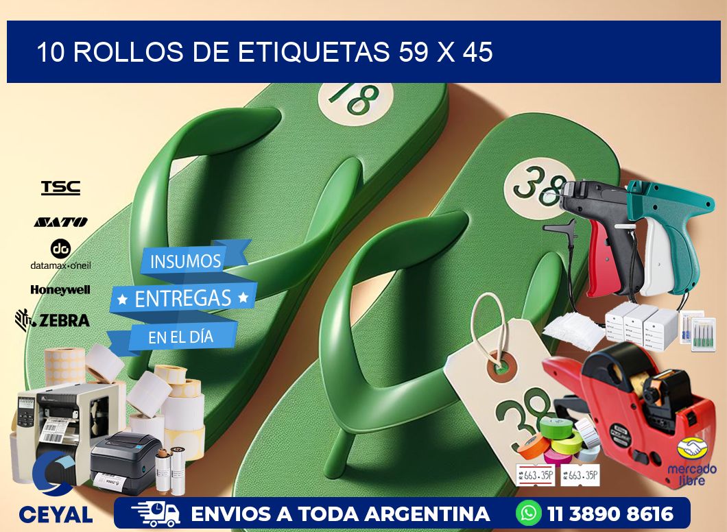 10 ROLLOS DE ETIQUETAS 59 x 45