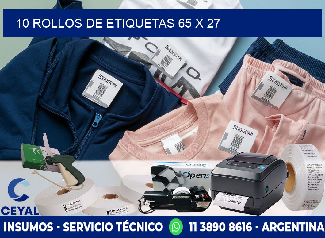 10 ROLLOS DE ETIQUETAS 65 x 27