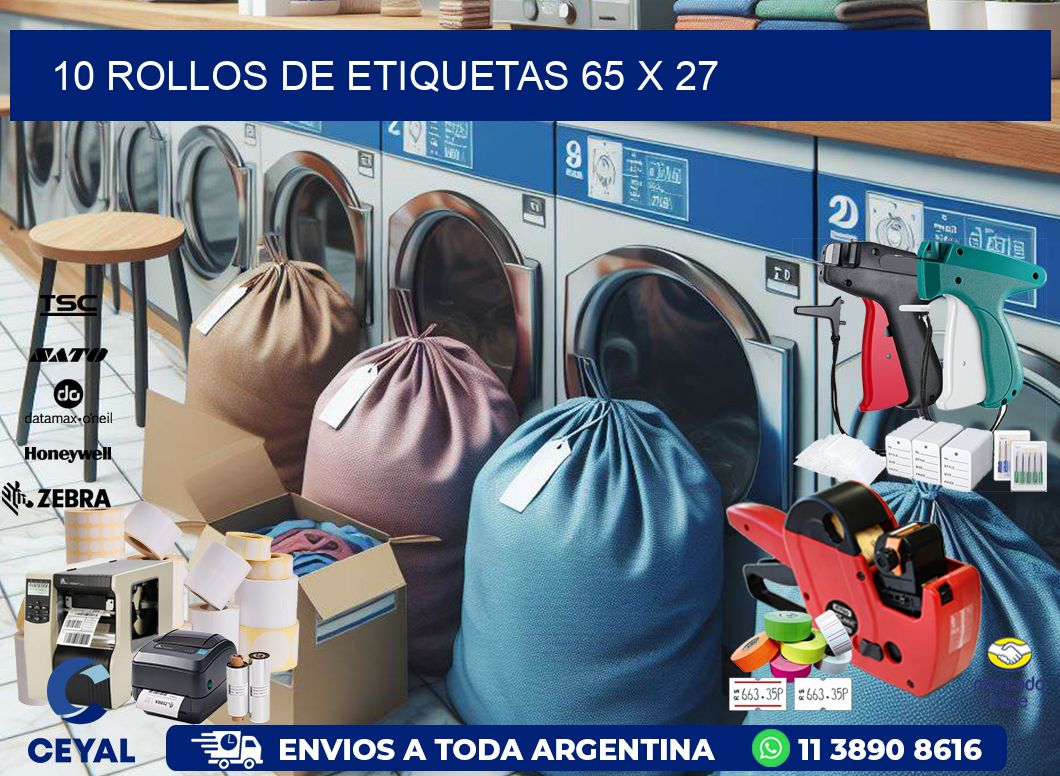 10 ROLLOS DE ETIQUETAS 65 x 27