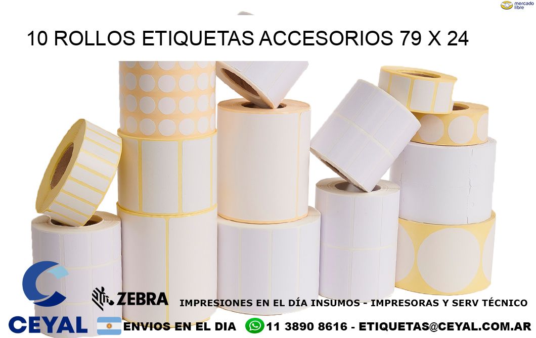10 ROLLOS ETIQUETAS ACCESORIOS 79 x 24