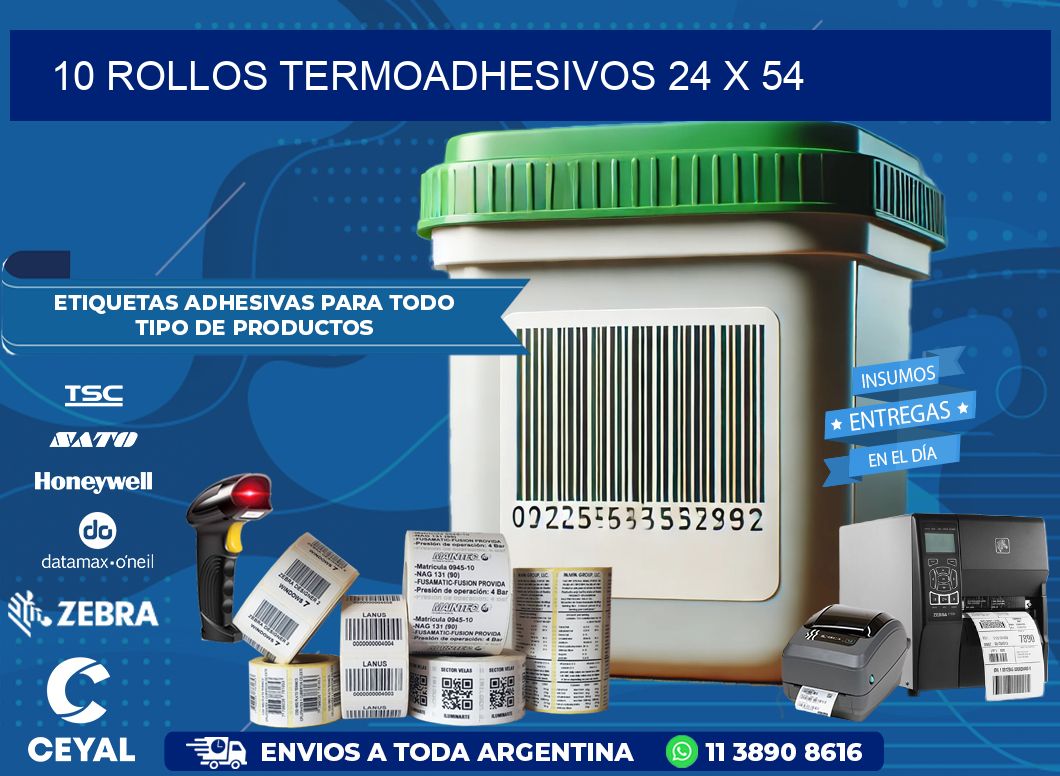 10 ROLLOS TERMOADHESIVOS 24 x 54