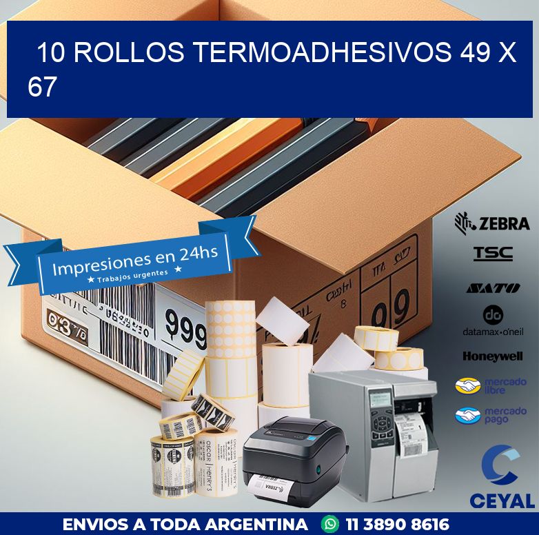 10 ROLLOS TERMOADHESIVOS 49 x 67