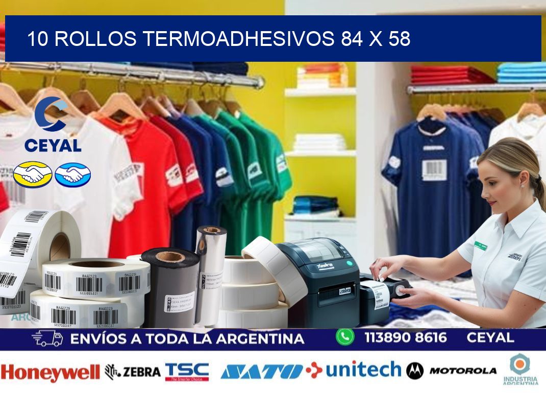 10 ROLLOS TERMOADHESIVOS 84 x 58