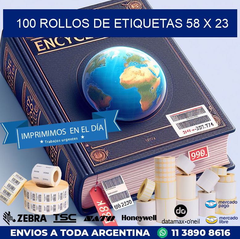 100 ROLLOS DE ETIQUETAS 58 x 23