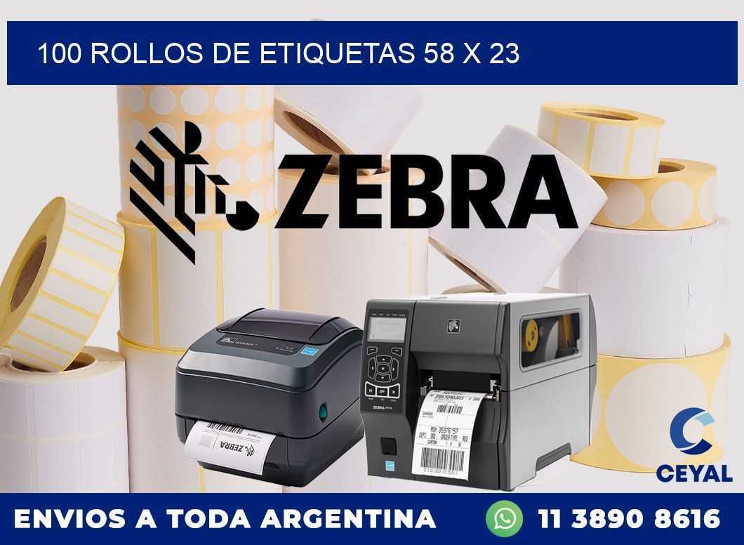 100 ROLLOS DE ETIQUETAS 58 x 23