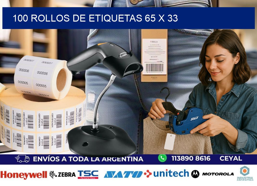 100 ROLLOS DE ETIQUETAS 65 x 33