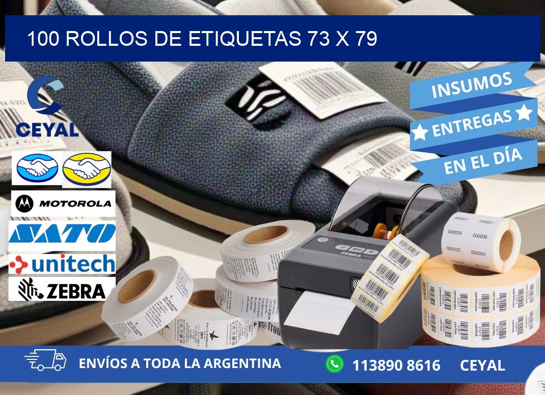 100 ROLLOS DE ETIQUETAS 73 x 79