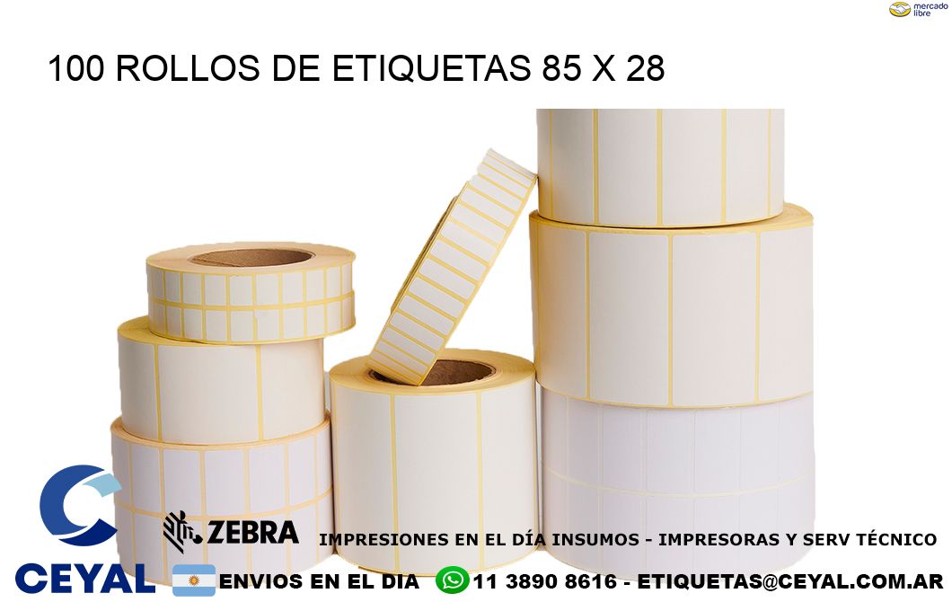 100 ROLLOS DE ETIQUETAS 85 x 28