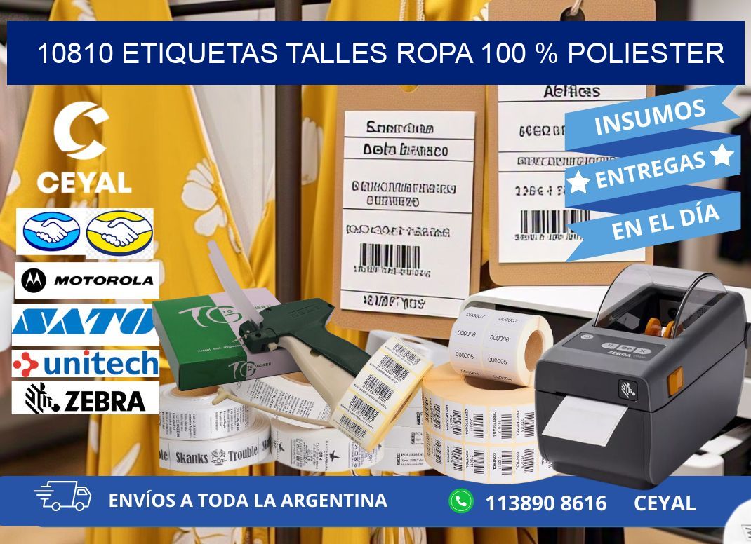 10810 ETIQUETAS TALLES ROPA 100 % POLIESTER