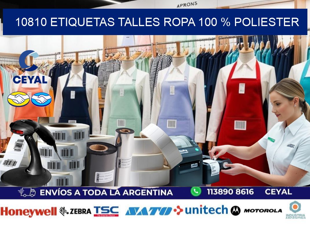 10810 ETIQUETAS TALLES ROPA 100 % POLIESTER