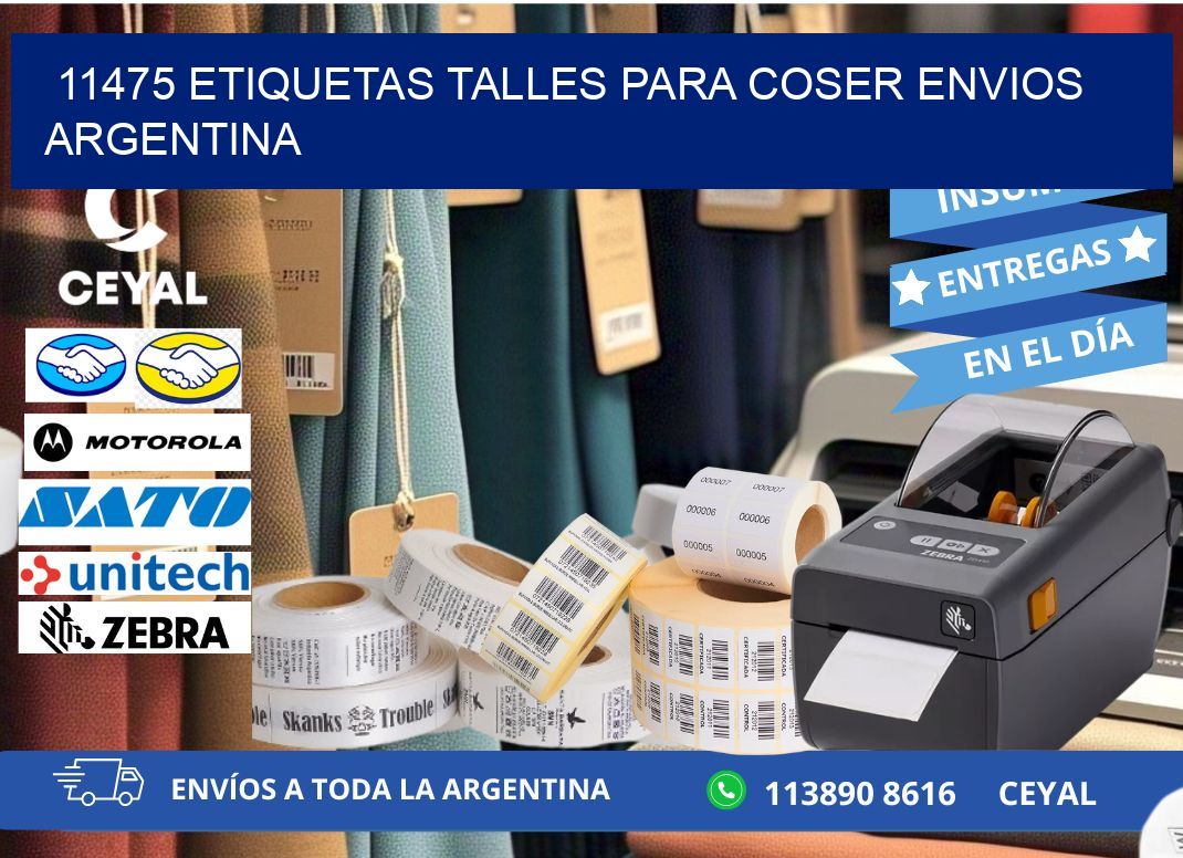 11475 ETIQUETAS TALLES PARA COSER ENVIOS ARGENTINA