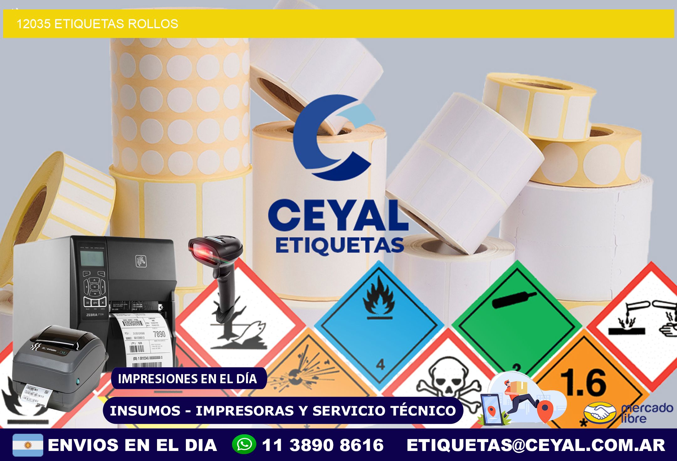 12035 etiquetas rollos