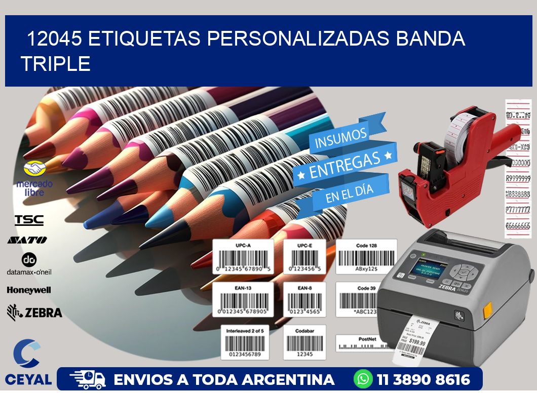 12045 Etiquetas personalizadas banda triple
