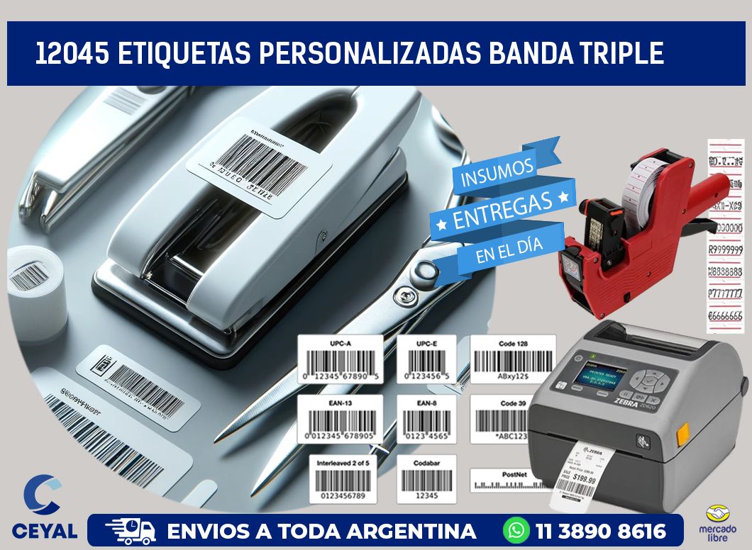 12045 Etiquetas personalizadas banda triple